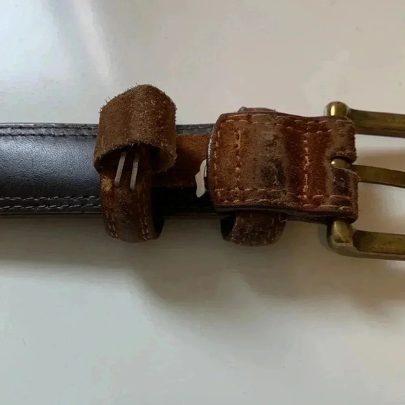 Eddie Bauer brown, thick& sturdy vintage leather belt with  suede - Picture 6 of 9